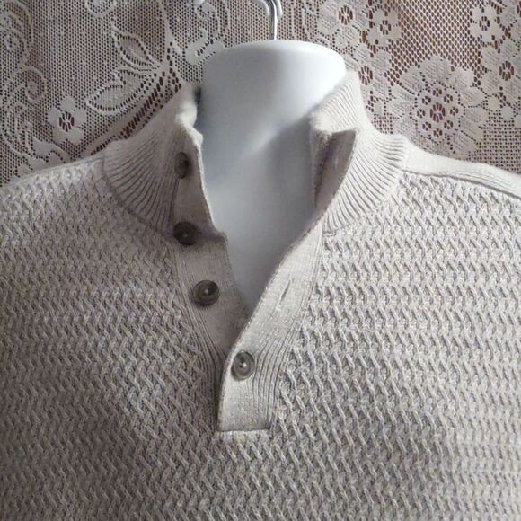 Banana Republic Men's L light Gray Pullover Cotton Mix Classic Cabincore Sweater - Picture 2 of 9